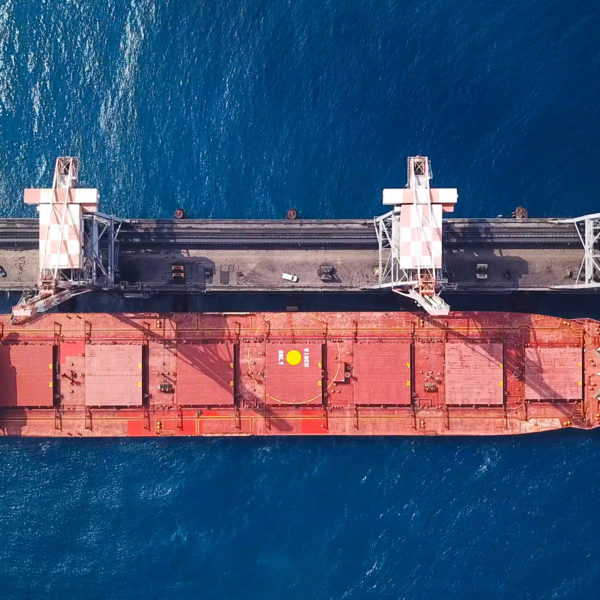 Bulkcarrierdockedinamediterraneanport Topdown